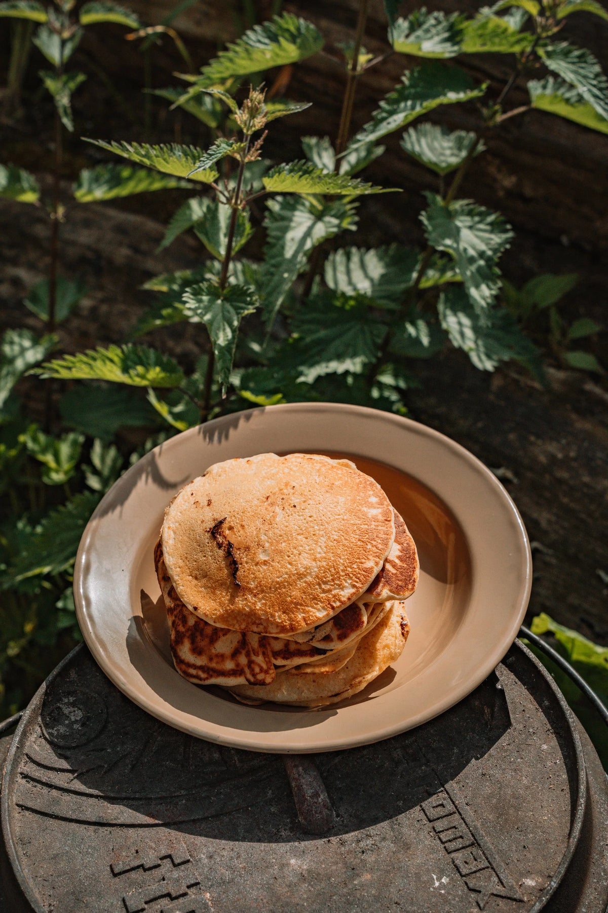 A la plancha: Cottage cheese pannenkoeken met yoghurt en blauwe bessensausje