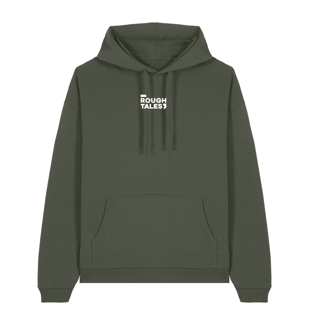 RT Flower Hoodie wit logo in Khaki, voorkant