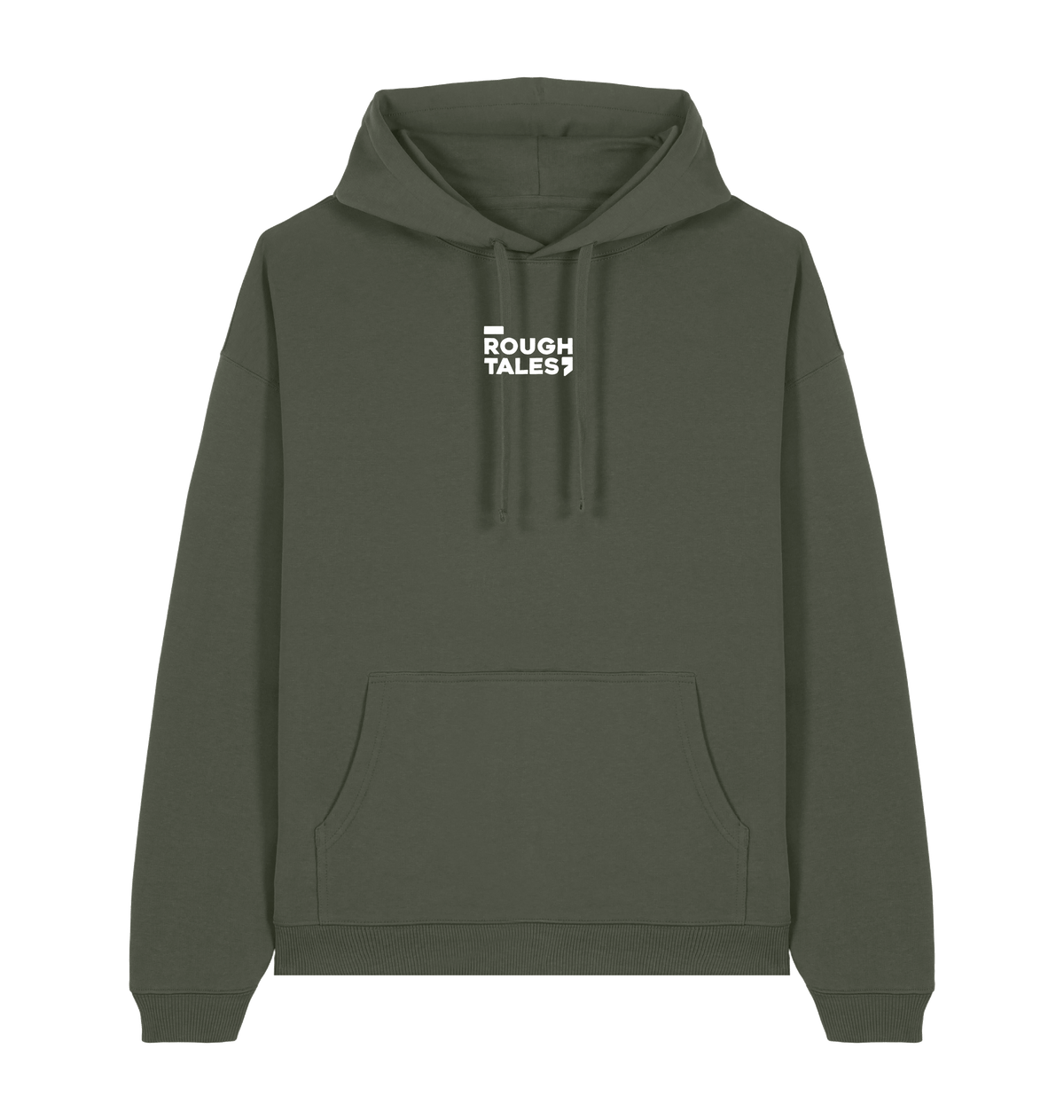 RT Flower Hoodie wit logo in Khaki, voorkant