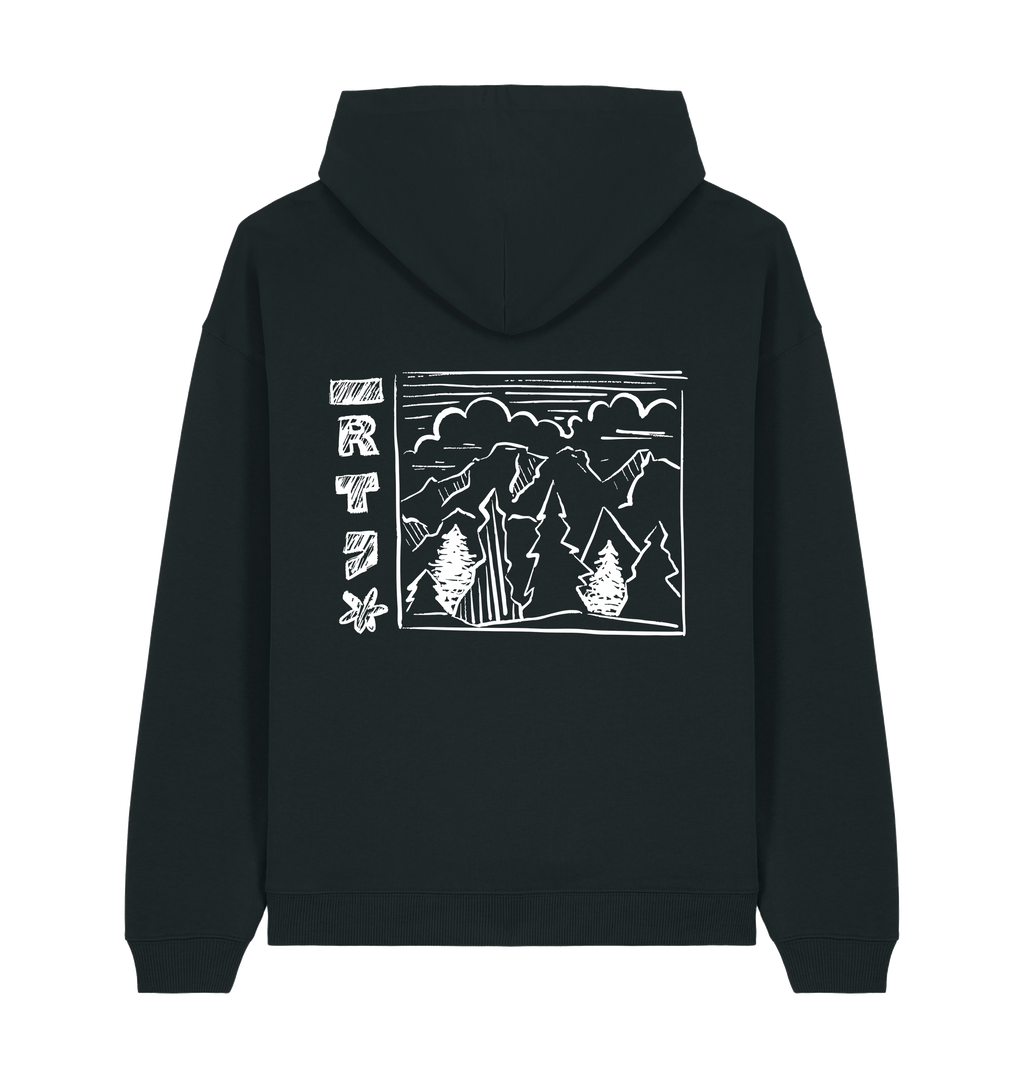 RT Flower Hoodie wit logo in Black, achterkant