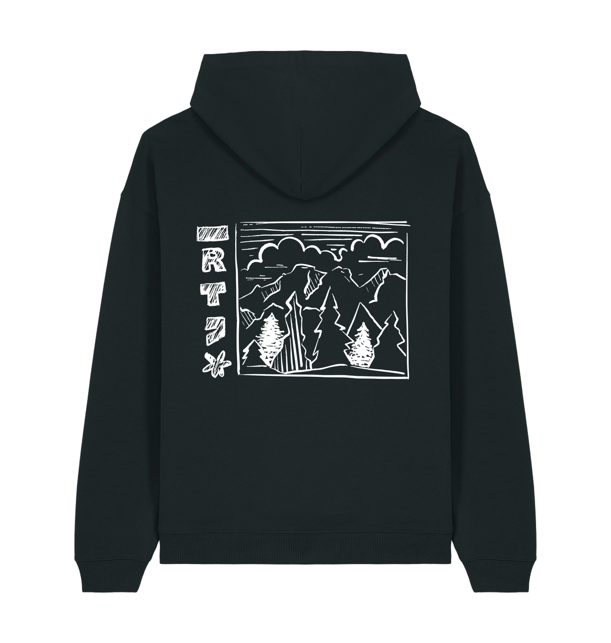 RT Flower Hoodie wit logo in Black, achterkant