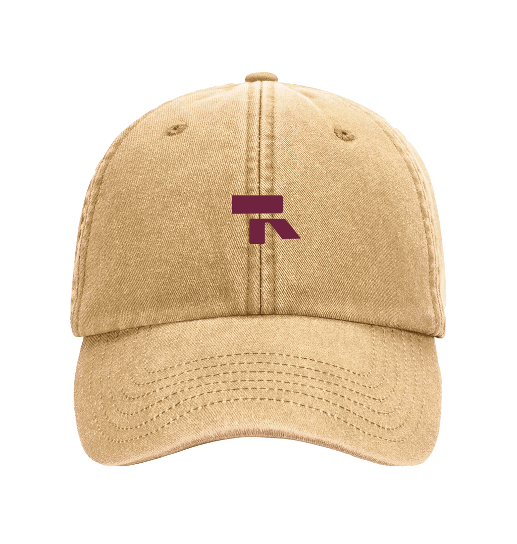 RT cap bordeaux logo in Vintage Mustard, voorkant