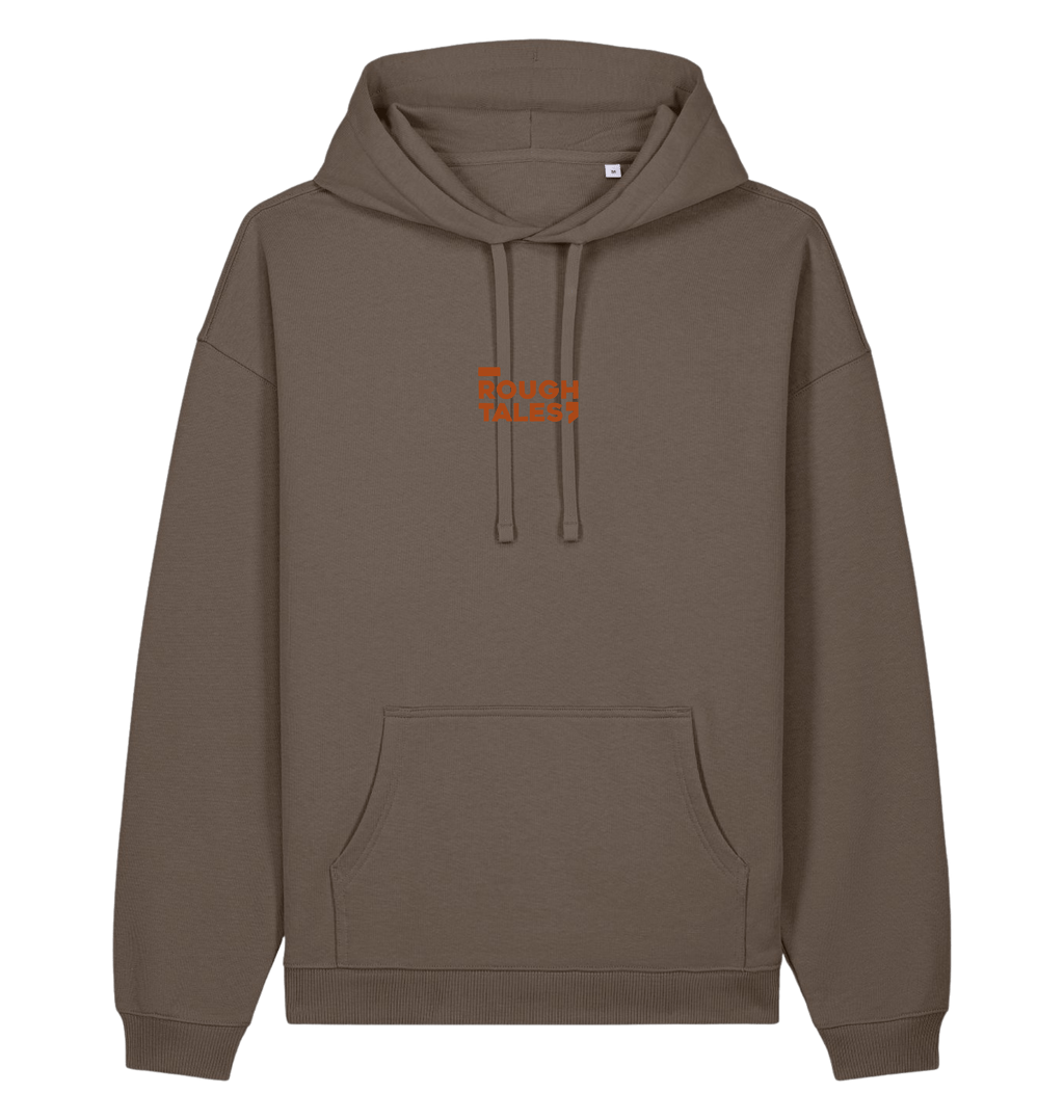 RT Flower Hoodie oranje logo in Mocha, voorkant