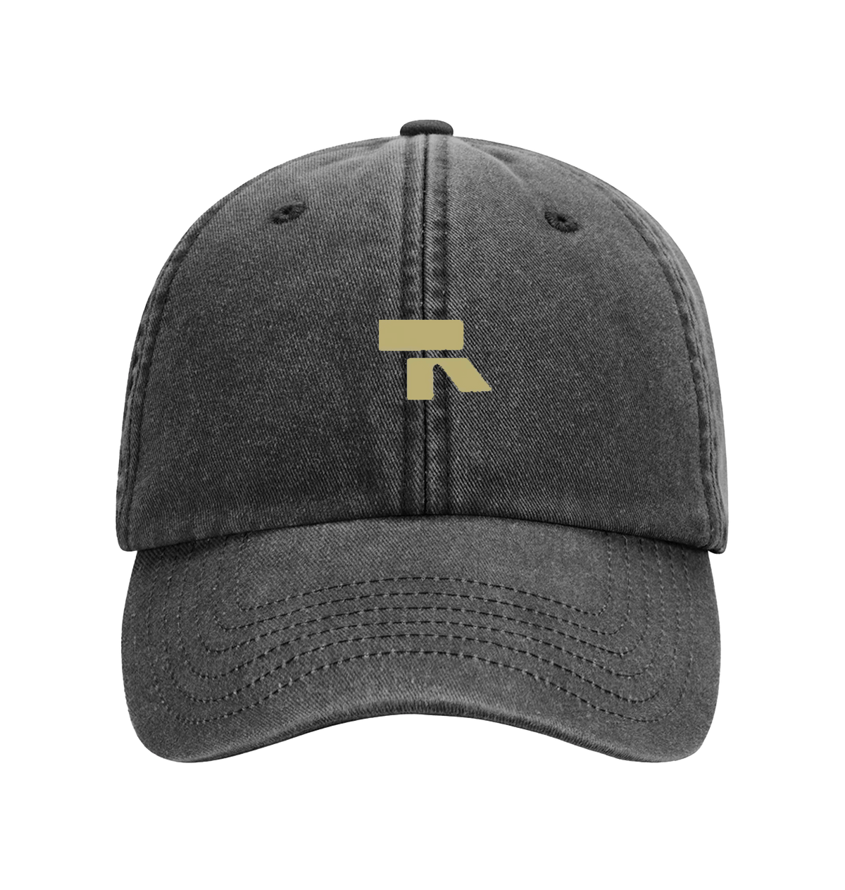 RT cap mosterdkleurig logo in Vintage Black, voorkant