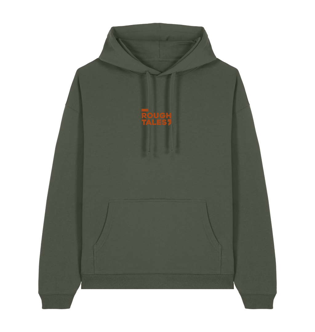 RT Flower Hoodie oranje logo in Khaki, voorkant