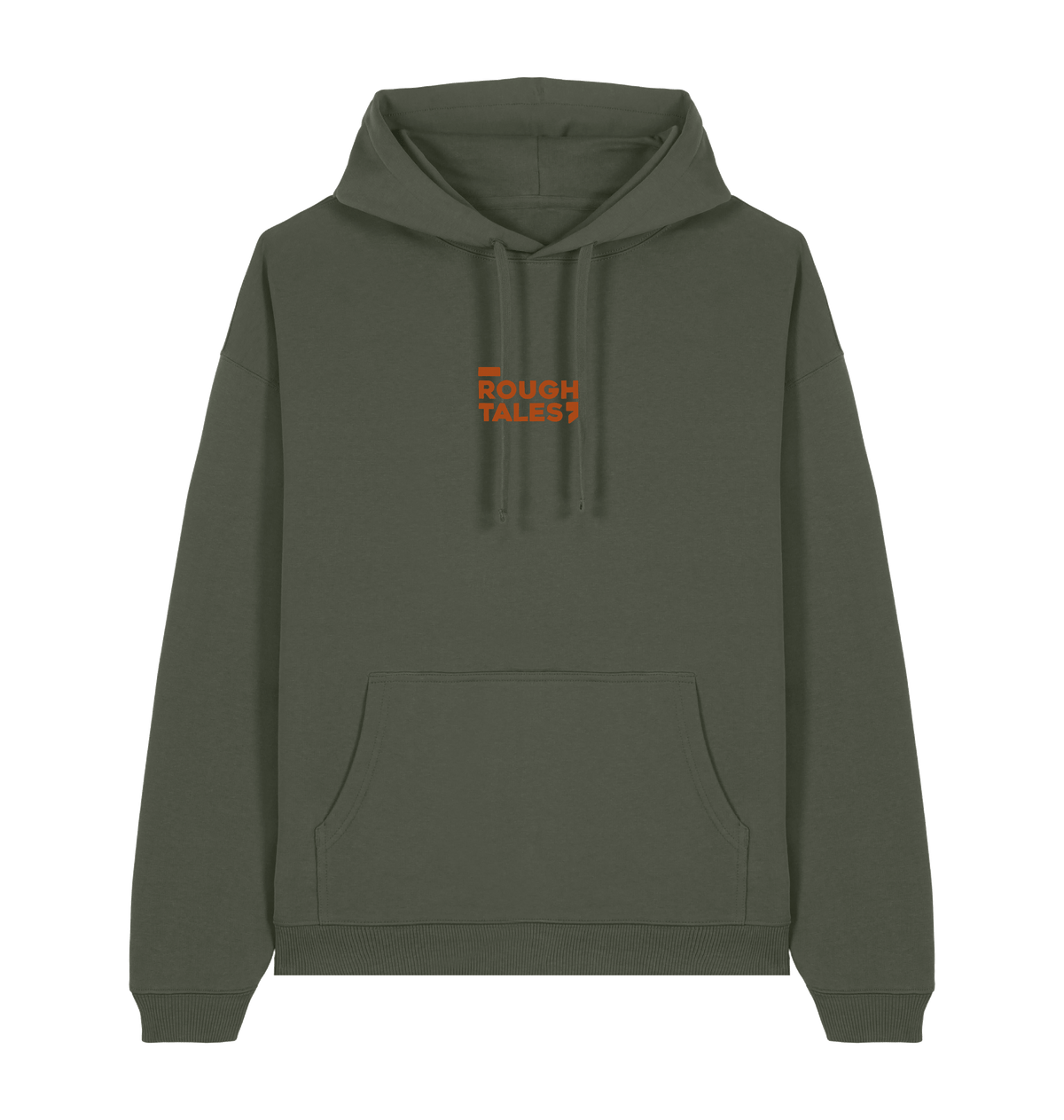 RT Flower Hoodie oranje logo in Khaki, voorkant