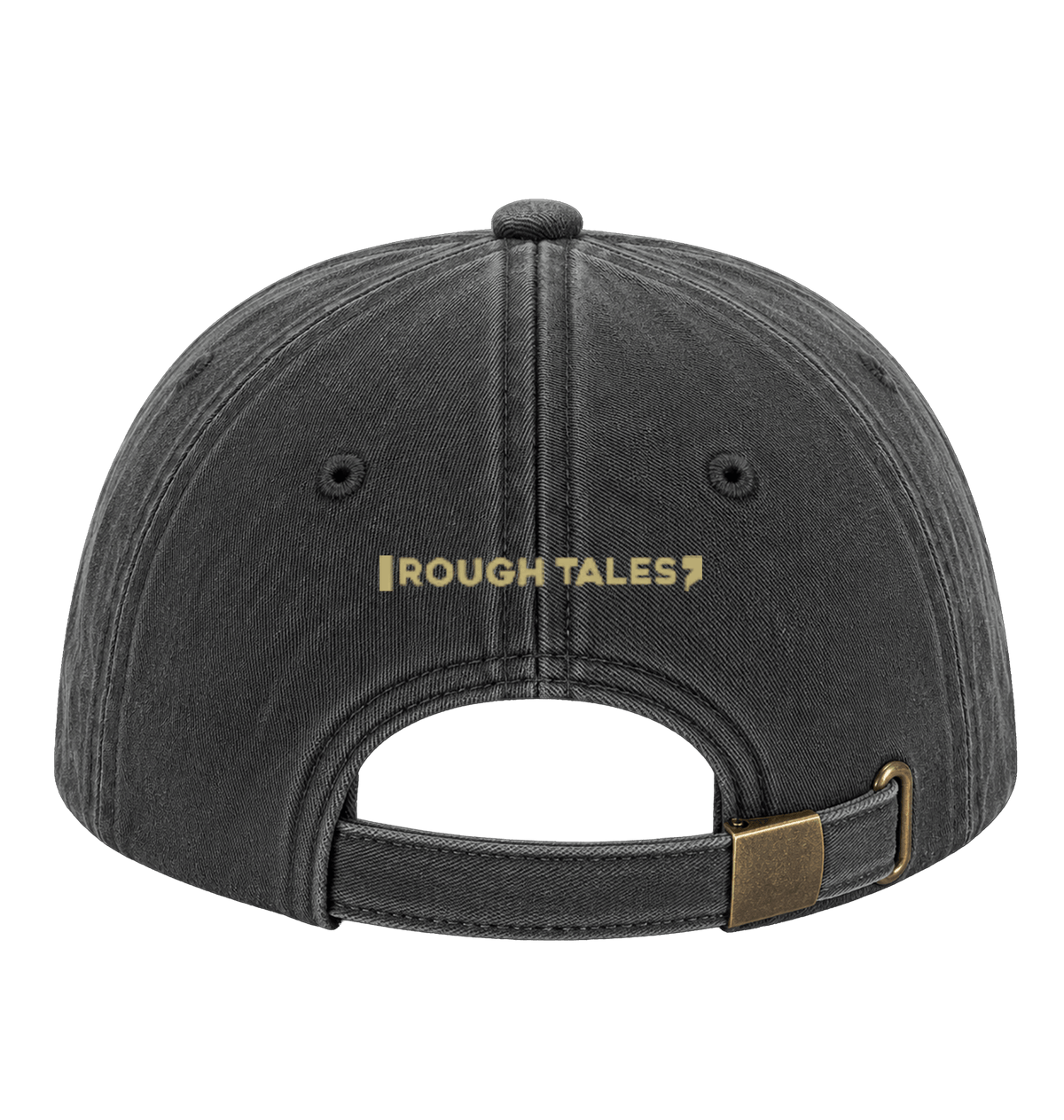 RT cap mosterdkleurig logo in Vintage Black, achterkant