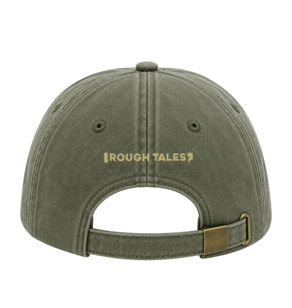 RT cap mosterdkleurig logo in Vintage Olive, achterkant
