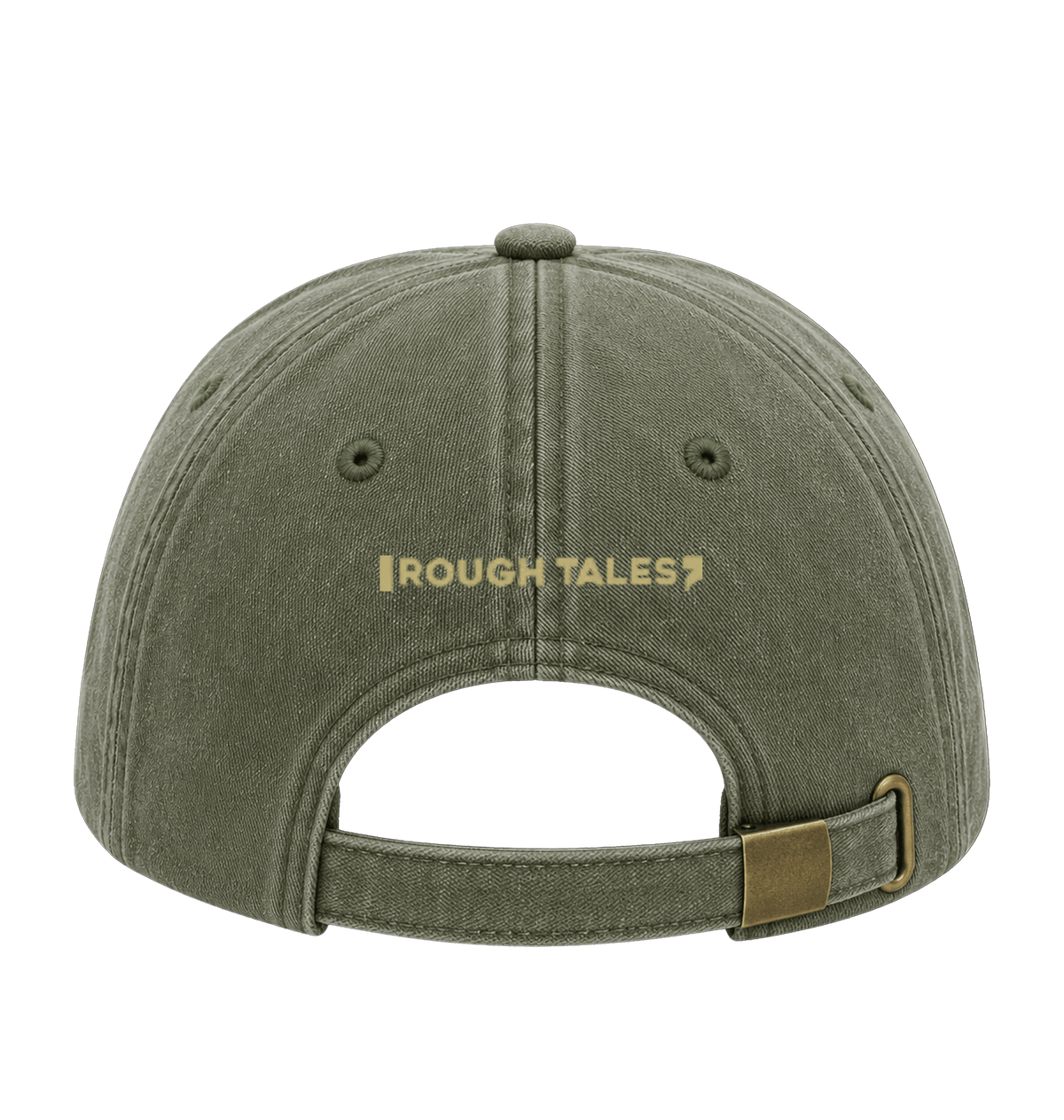RT cap mosterdkleurig logo in Vintage Olive, achterkant