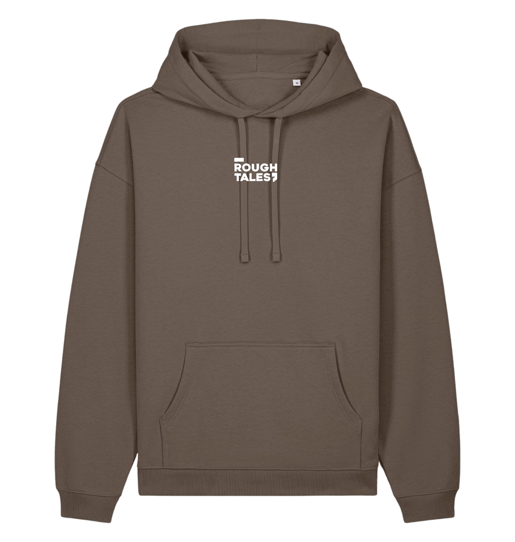 RT Flower Hoodie wit logo in Mocha, voorkant