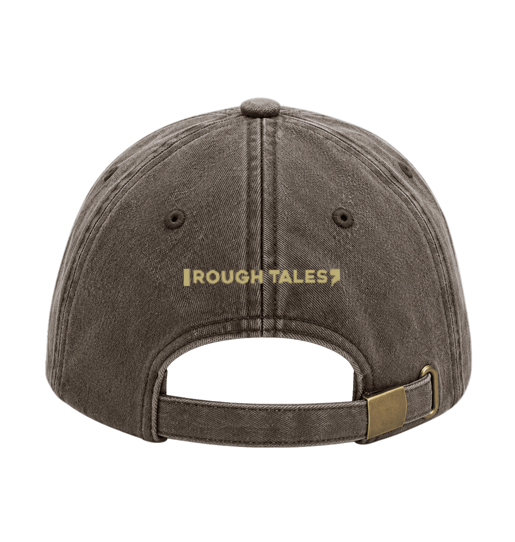 RT cap mosterdkleurig logo in Vintage Brown, achterkant
