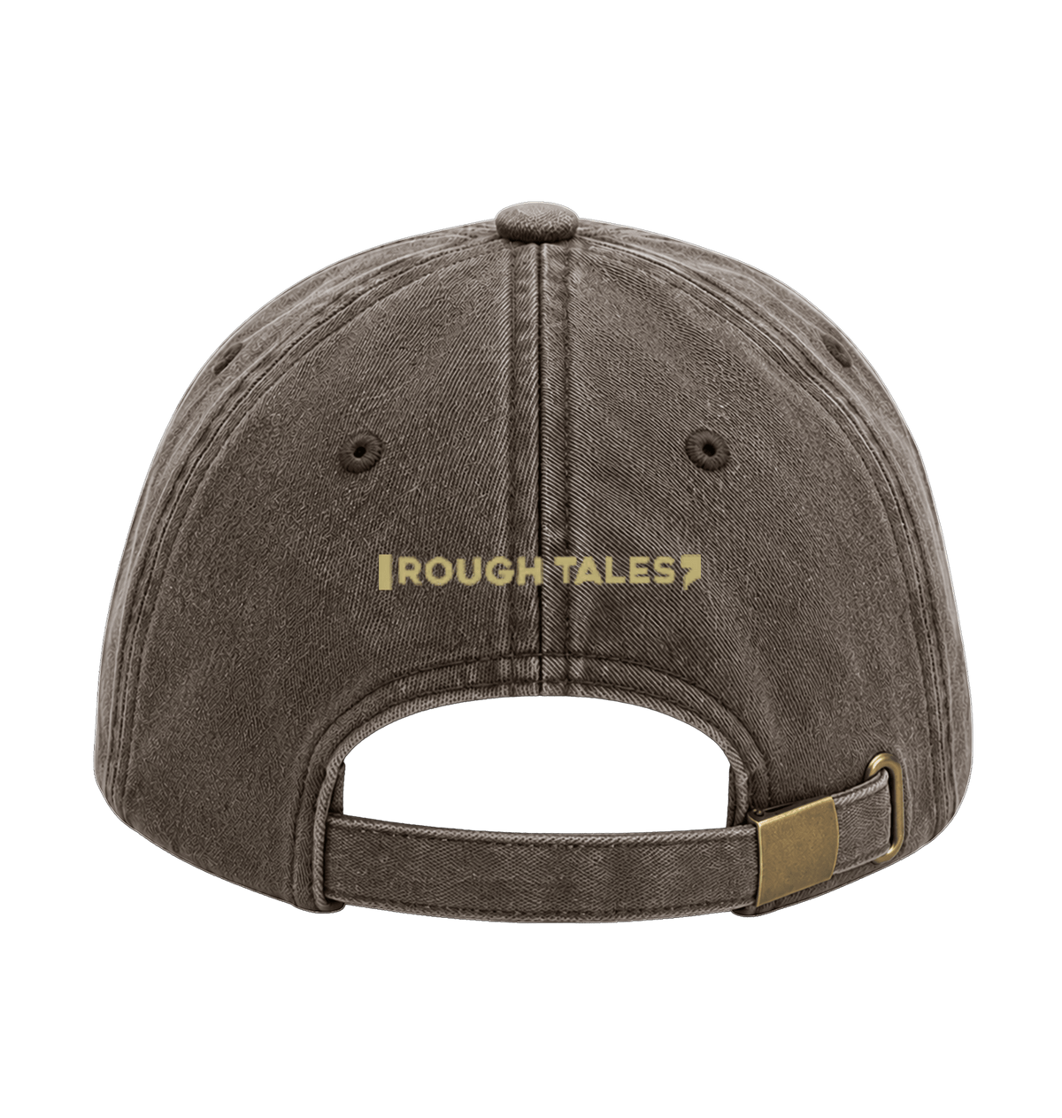 RT cap mosterdkleurig logo in Vintage Brown, achterkant