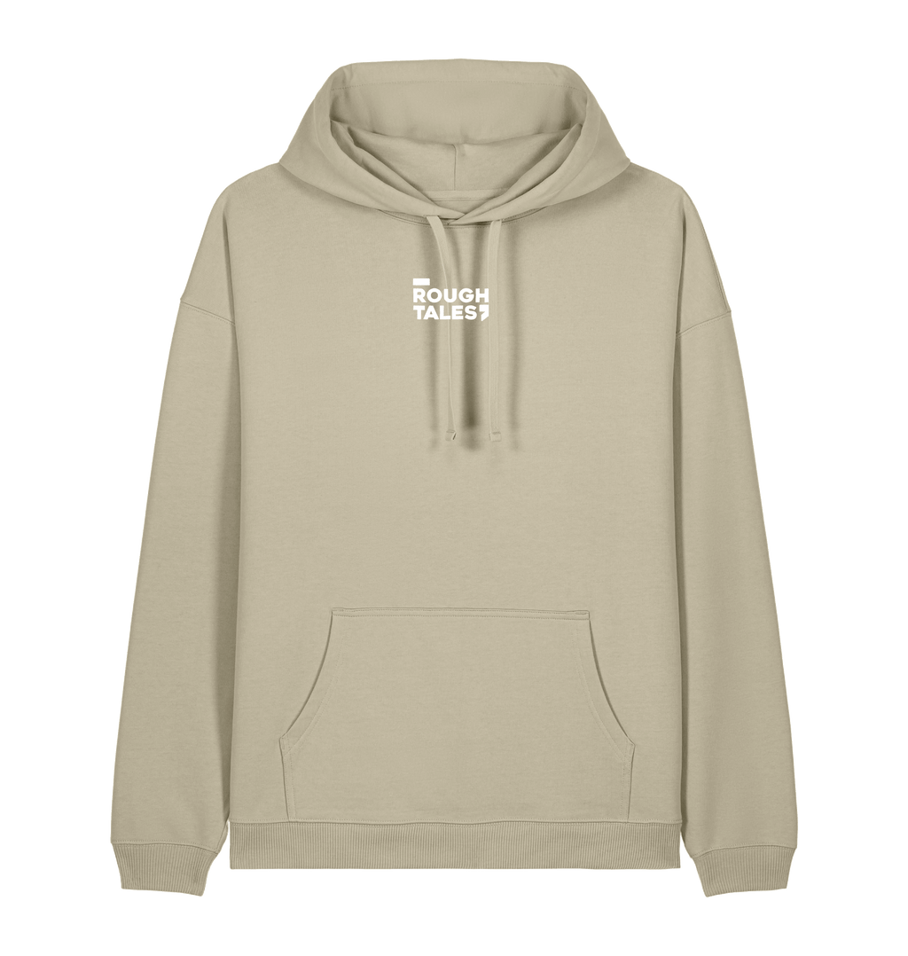 RT Flower Hoodie wit logo in Stone, voorkant