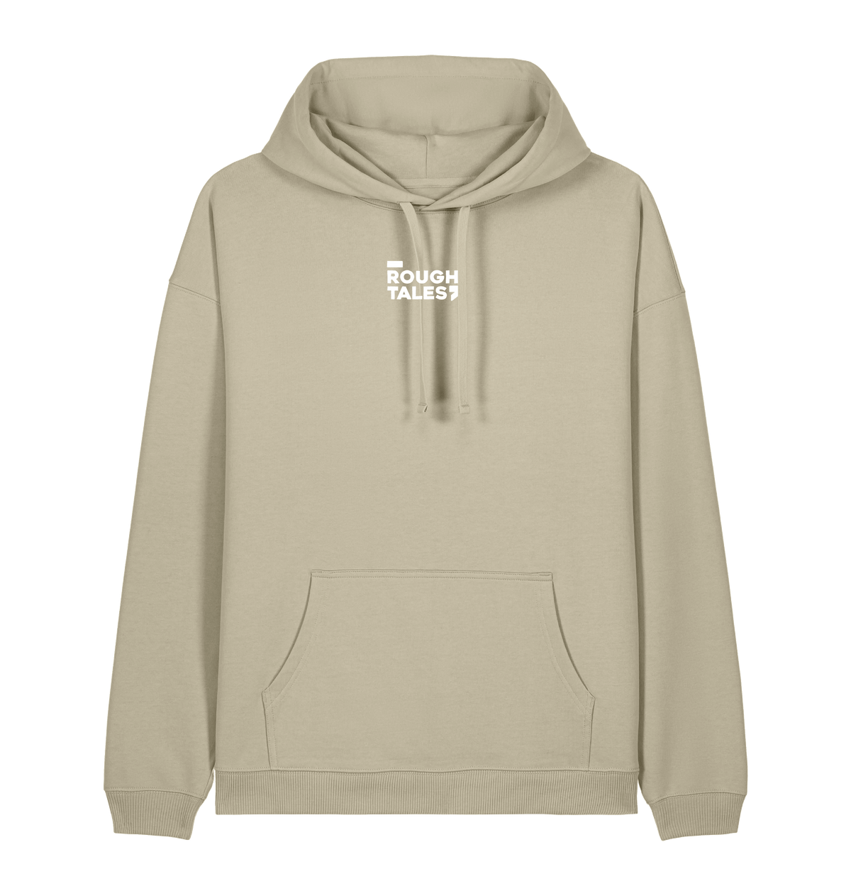 RT Flower Hoodie wit logo in Stone, voorkant