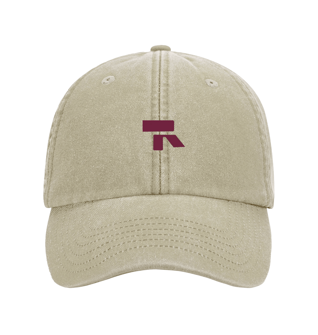 RT cap bordeaux logo in Vintage Stone, voorkant