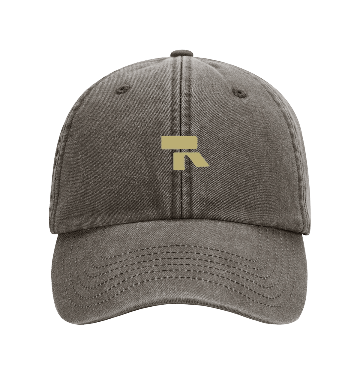 RT cap mosterdkleurig logo in Vintage Brown, voorkant